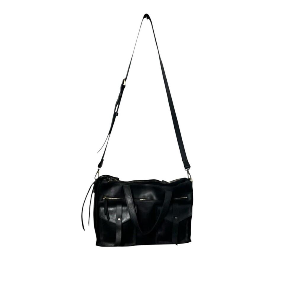 Raven + Lily Ethiopian Leather Crossbody Purse Tote Bag Black Artisan Made EUC - Picture 2 of 16